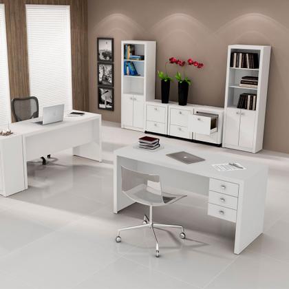 Imagem de Estante Livreiro de Escritório ME4110 c/ 2 Portas e 3 Prateleiras Branco - Tecno Mobili