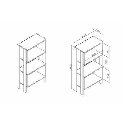Imagem de Estante Livreiro de Escritório RT3092 c/ 2 Nichos Rustico/Branco - Movelbento
