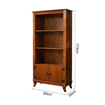Imagem de Estante Livreiro Escritório Madeira Maciça Vintage 2 Portas Prateleiras Rubi Imperial Castanho