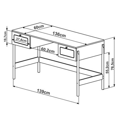Imagem de Estante Livreiro Home Office e Mesa Escrivaninha Pés Madeira Moss A03 Hanover Roble - Lyam Decor