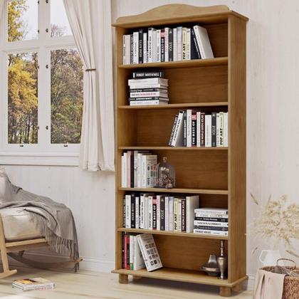 Imagem de Estante Livreiro Multiuso 5 Prateleiras Madeira Maciça Lazuli F06 Freijó - Lyam Decor