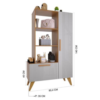 Imagem de Estante Livreiro Multiuso 6213 Retrô 1 Gaveta e 1 Gaveta - Indékes