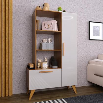 Imagem de Estante Livreiro Multiuso 6213 Retrô 1 Gaveta e 1 Gaveta - Indékes