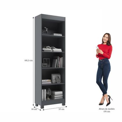 Estante Livreiro Multiuso com 05 Nichos Montreal Grafite Móveis
