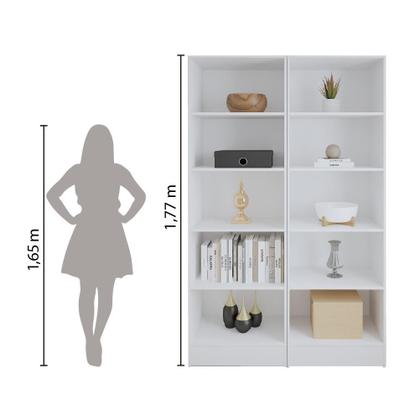 Imagem de Estante Livreiro Multiuso Mirage 8 Prateleiras 1,77m Branco Viero