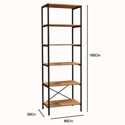 Imagem de Estante Livreiro Multiuso Trento Estilo Industrial 180cm com 6 Prateleiras Demolição - Desk Design