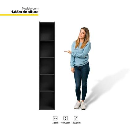 Imagem de Estante Livreiro Organizador Multiuso Janaína 5 Nichos Preto