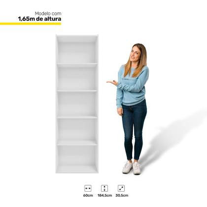 Imagem de Estante Livreiro Organizador Multiuso Luiza 5 Nichos Branco - Abmaza