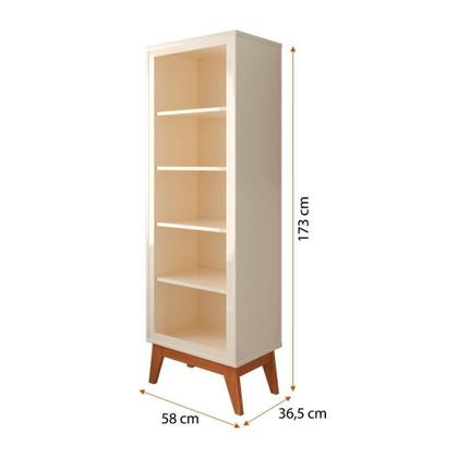Imagem de Estante Livreiro Retrô Alta Com 5 Prateleiras 173 Cm Eiffel - Off White E Cedro
