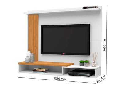 Imagem de Estante Livro Painel Tv 32 42 43 50 52 Polegadas Sala Quarto Branco/Freijó - Móvebrinque