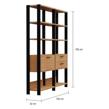Imagem de Estante Loire 1 PT 2 GV Freijó e Preta 145 cm