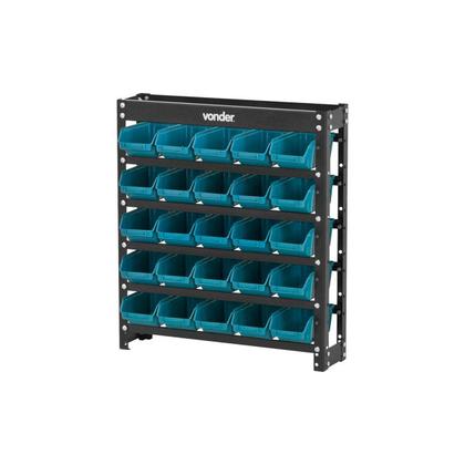Imagem de Estante Metálica Porta Parafusos com Gavetas BIN Modelo Prático 25/3 Azul Vonder