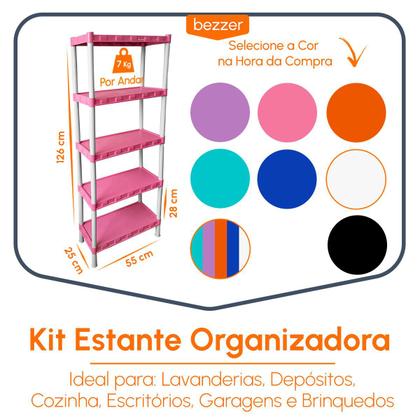 Imagem de Estante Modular 5 Prateleira Plástica Coloridas Organizador Casa Escritório Lavanderia Salão de Beleza