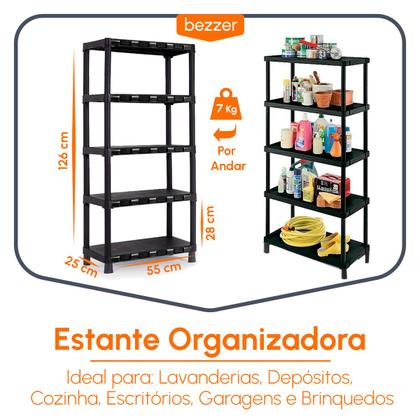 Imagem de Estante Modular Com 5 Prateleira Plástica Organizador Para Casa Escritório Lavanderia Cozinha