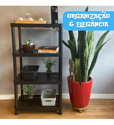 Imagem de Estante Modular Grande Reforçada 4 Andar Plástico Util Plast