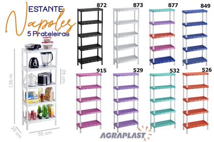 Imagem de Estante Modular Plástico Preta Com 5 Prateleiras Estante Para Livros Sapateira 