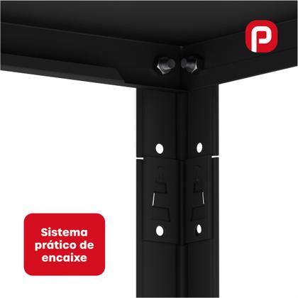 Imagem de Estante Montável de Aço Com 06 Prateleiras Com Reforço Pandin 1,95 X 0,40 m Preto