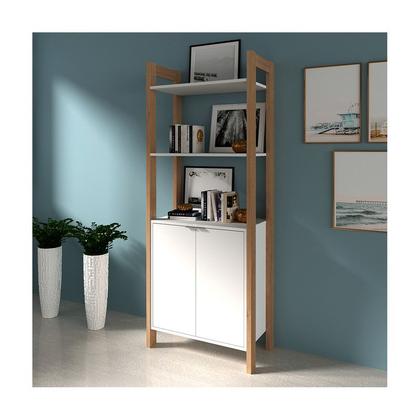 Imagem de Estante Multiuso 2 Portas 65x165,5x35,5 cm Amêndoa/Branco