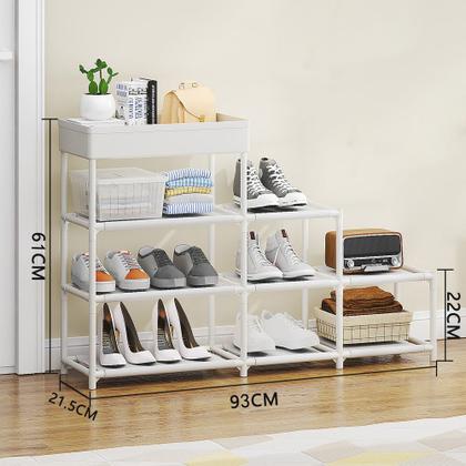 Imagem de Estante Multiuso 4 Andares Rack Organizador Modular Sapateira Roupas Livros Cozinha Hall Quarto Leve Sortida