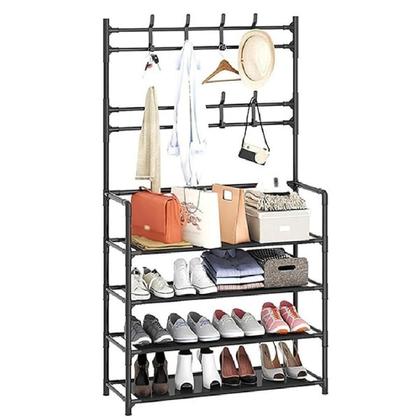 Imagem de Estante Multiuso 4 Prateleiras Cabideiro Modular Quarto