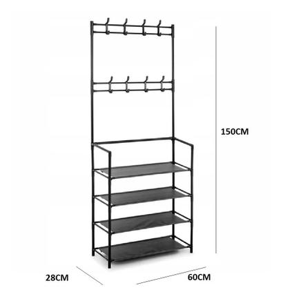 Imagem de Estante Multiuso 4 Prateleiras Cabideiro Modular Quarto