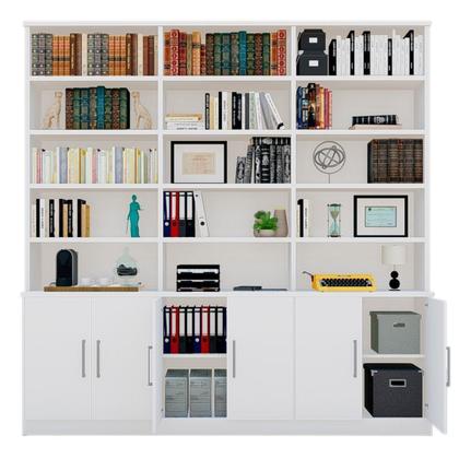Imagem de Estante Multiuso de Livros 6 Portas 5 Prateleiras 100% MDF 232,5CMX230CM Branco