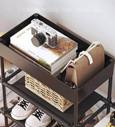 Imagem de Estante Multiuso Moderna 4 Andares Rack Organizador Sapatos Roupas Livros Decoração Quarto Sala Reforçada