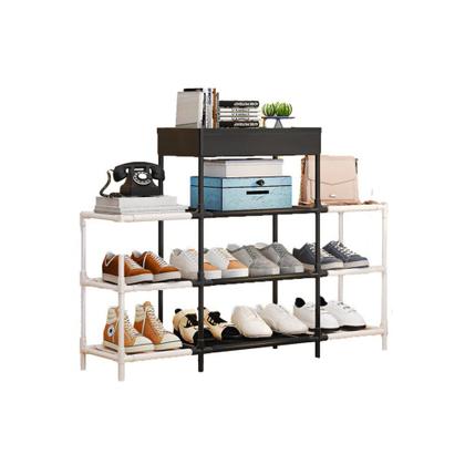 Imagem de Estante Multiuso Moderna 4 Andares Rack Organizador Sapatos Roupas Livros Decoração Quarto Sala Reforçada