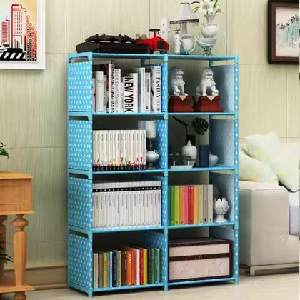 Imagem de Estante multiuso organizador livros brinquedos 5 prateleiras empilhavel quarto banheiro lavanderia roupas modular azul
