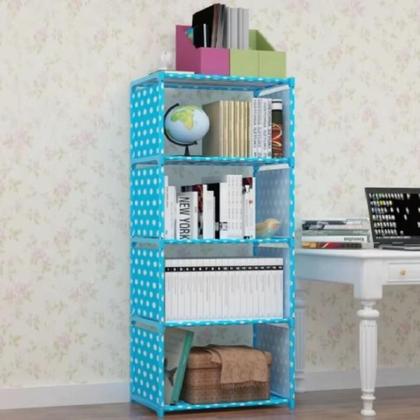 Imagem de Estante multiuso organizador livros brinquedos 5 prateleiras empilhavel quarto banheiro lavanderia roupas modular azul