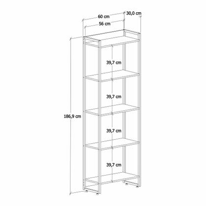 Imagem de Estante Multiuso Para Escritório Industrial 05 Prateleiras Areta 186x60cm C01 Onix - Lyam Decor