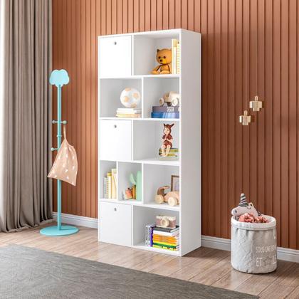 Imagem de Estante Multiuso Quarto Infantil com 3 Caixas e 7 Nichos 159x74cm Maia