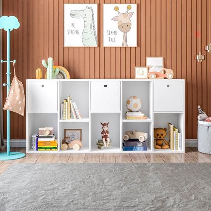 Imagem de Estante Multiuso Quarto Infantil com 3 Caixas e 7 Nichos 159x74cm Maia