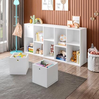 Imagem de Estante Multiuso Quarto Infantil com 3 Caixas e 7 Nichos 159x74cm Maia