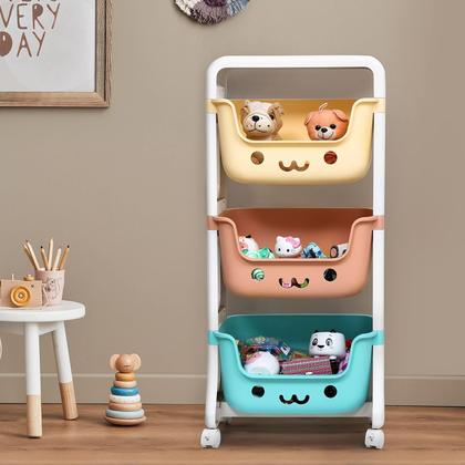 Imagem de Estante Organizador de Brinquedos e Livros com 3 Gavetas e Rodinhas Cantinho Mágico