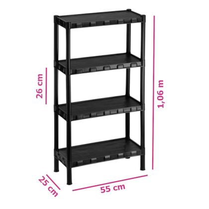 Imagem de Estante Organizador Plástica Modular Preta 4 Prateleiras Multiuso