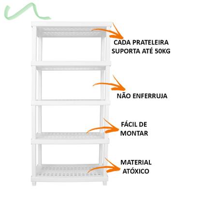 Imagem de Estante Organizadora 5 Prateleiras Suporta Até 250kg Branca