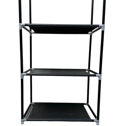 Imagem de Estante Organizadora com 3 Prateleiras Multiuso Suporta até 15kg Possui Cabideiro Removível