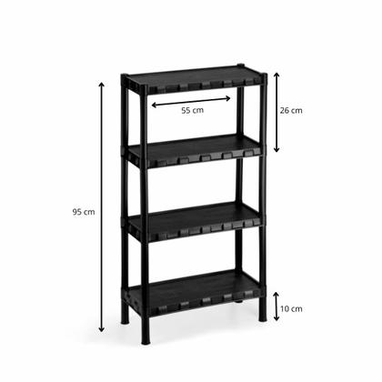 Imagem de Estante Organizadora Modular Preta com 4 Prateleiras e Pezinhos  FLEXA  451