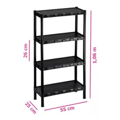 Imagem de Estante Organizadora Modular Preta com 4 Prateleiras e Pezinhos  FLEXA  451
