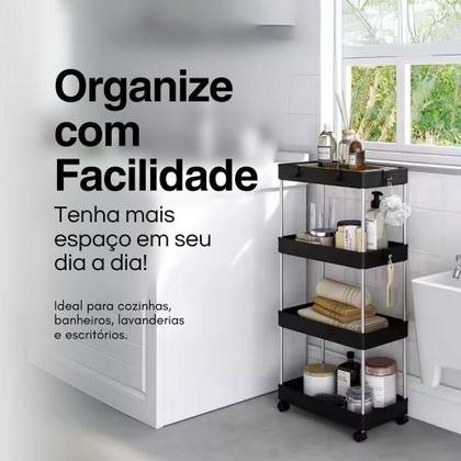 Imagem de Estante Organizadora Móvel 4 Andares Prateleiras Com Rodízios