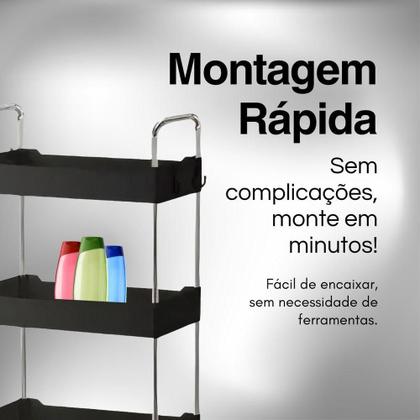 Imagem de Estante Organizadora Móvel 4 Andares Prateleiras Com Rodízios