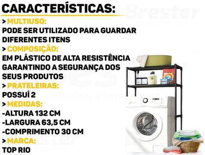 Imagem de Estante Organizadora Para Lavanderia Máquina De Lavar Multiuso Com Duas Prateleiras Top Rio