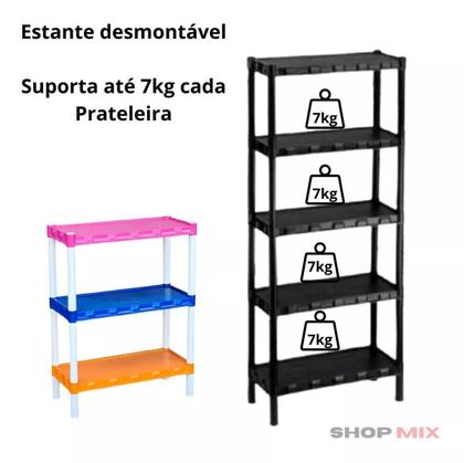 Imagem de Estante Organizanizadora Modular 5 Prateleira Plastico Preto