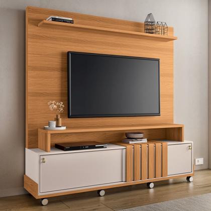 Imagem de Estante Painel Para TV 65 Pol 180cm 2 Portas Cloe H01 Off White/Cinamomo - Mpozenato