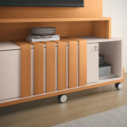 Imagem de Estante Painel Para TV 65 Pol 180cm 2 Portas Cloe H01 Off White/Cinamomo - Mpozenato