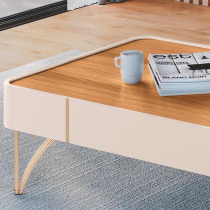 Imagem de Estante Painel Para TV 70 Pol Artemis e Mesa de Centro Harmony B01 Off White Cinamomo - Lyam Decor