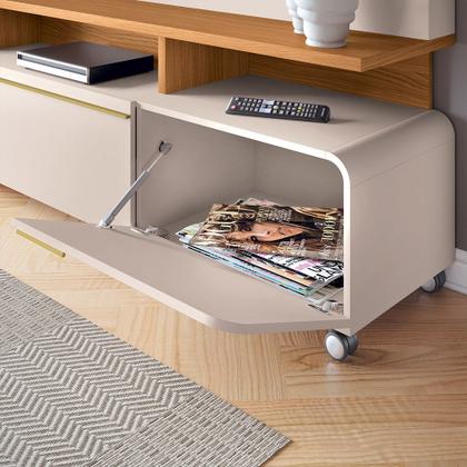 Imagem de Estante Painel Para TV 70 Pol Artemis e Mesa de Centro Harmony B01 Off White Cinamomo - Lyam Decor