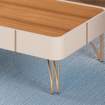 Imagem de Estante Painel Para TV 70 Pol Artemis e Mesa de Centro Harmony B01 Off White Cinamomo - Lyam Decor