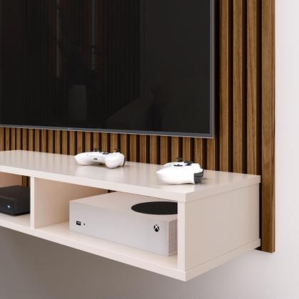 Imagem de Estante Painel Suspenso TV 48 Polegadas Nicho Organizador Prateleira Decorativa Sala Quarto Moderno Dubai Preto - Lojas RPM